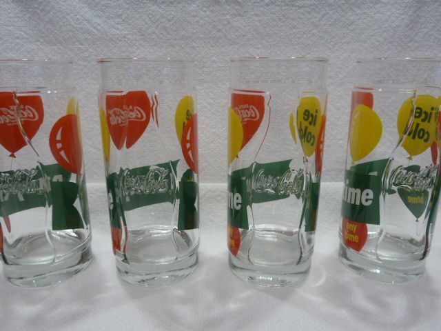 4 Vintage 90er Jahre Coca Cola Glas Party Time 0,3 Liter Sammler in Täferrot