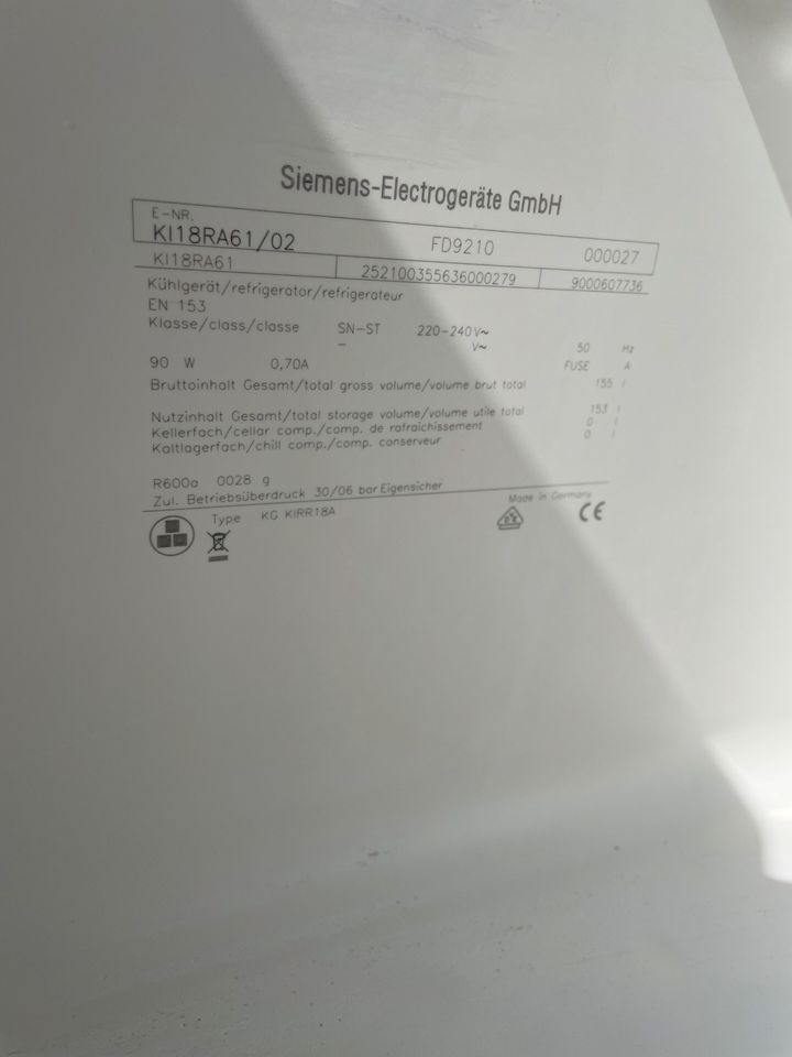 Einbaukühlschrank von Siemens KG KIRR18A in Seth Holstein