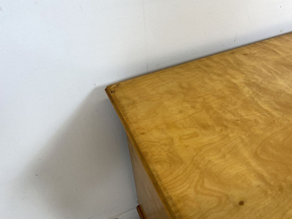 WMK Hübscher & geräumiger Mid-Century Nachttisch aus vollem Holz mit Schublade und hübschen Holzgriffen # Nachtschrank Nachtschränkchen Nachtkommode Kommode Beistelltisch 50er 60er Vintage Retro in Berlin