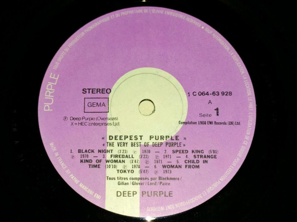 DEEP PURPLE Paice+Glover Autogramm signiert Best Of Vinyl LP Burn in Stuttgart