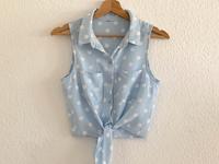 babyblaue weiß gepunktete polkadots Bluse ärmellos Baden-Württemberg - Gerlingen Vorschau
