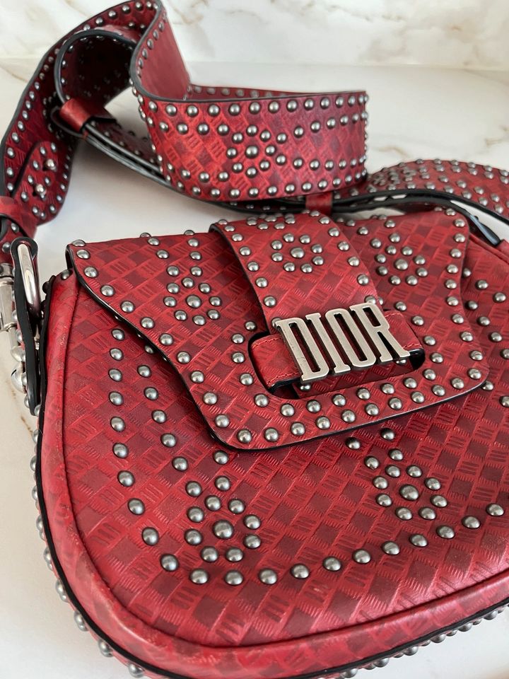 Dior D-Fence Tasche Damen Leder / Rot / Nieten / Vintage in Hamburg