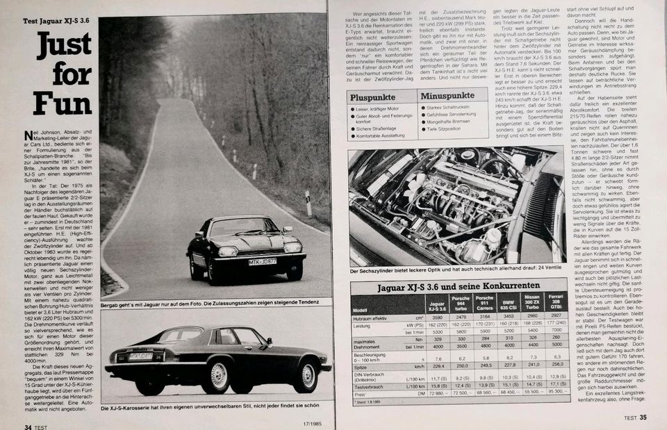 Jaguar XJS Reklame Berichte 5,3 V12 SC Cabrio 3,6 4,0 Coupe in Hanau