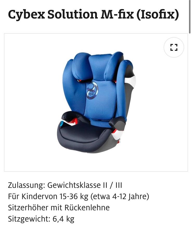 Kindersitz Cybex Solution m-fix in Plauen