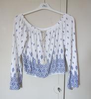 hübsche Bluse, Shirt, Oberteil, "H&M" "DIVIDED", 38/40, weiß-blau Köln - Porz Vorschau
