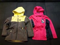 2 x Softsheljacke in gelb-grau und pink-dunkelblau in Größe 128 Bayern - Karlshuld Vorschau