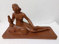 Alte große Skulptur Dame mit Hirsch von S.Melani 1920 West - Zeilsheim Vorschau