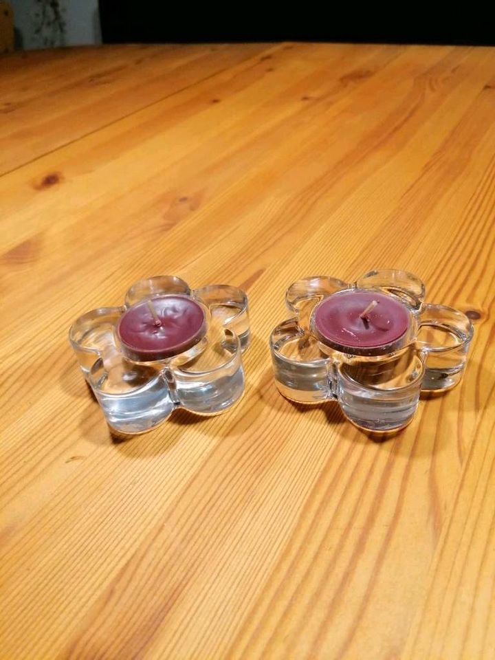 Teelichthalter Blume 2er-Set aus Kristallglas von Partylite incl in Zapfendorf