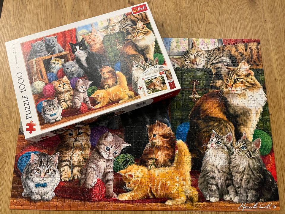 Puzzle 1000 Teile Katzen „Feline Meeting“ Trefl vollständig in Groß-Gerau