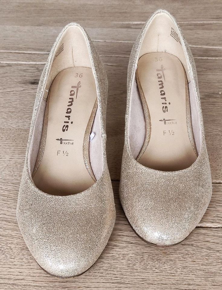 Tamaris Damen Pumps, Gold Glam, Gr. 36 in Amberg