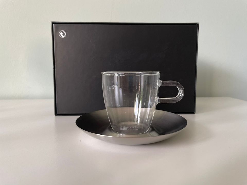 Jenaer Glas Tasse TULIP Espresso mit Edelstahlteller (2er Set) in Köln