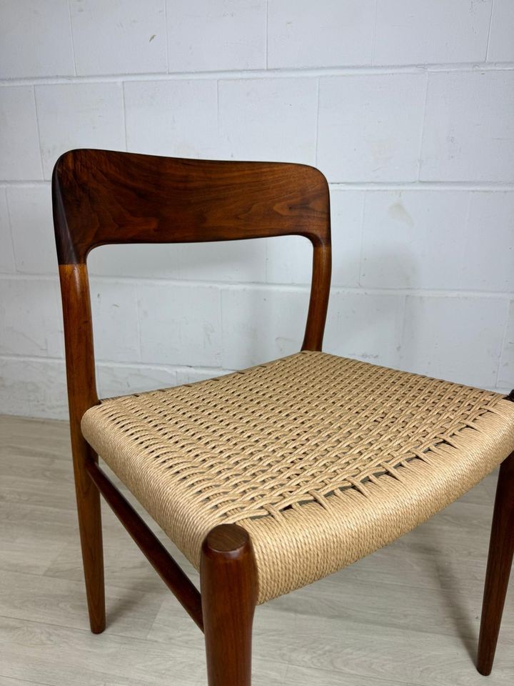 4 Vintage Teak MØLLER 75 paper cord Stühle dining chairs 60er in Delmenhorst