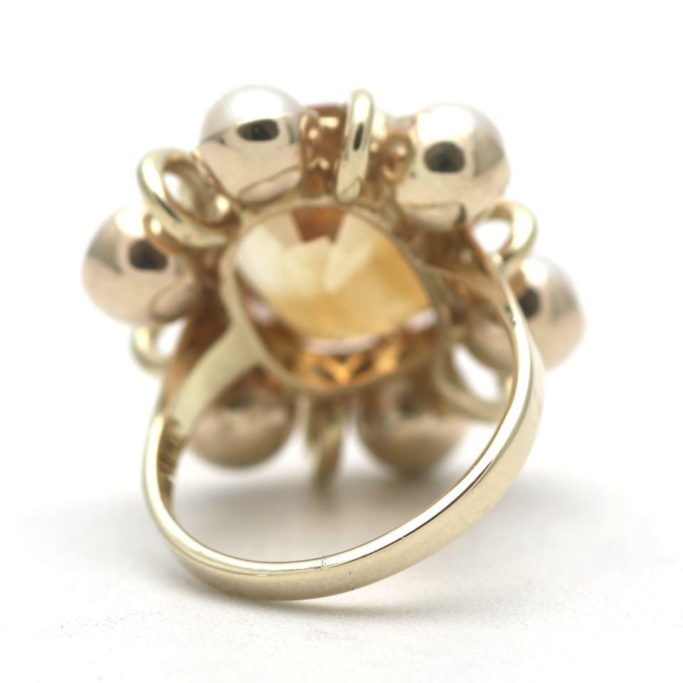 Antik Citrin Perlen Ring 585 Gold 14 Kt Gelbgold Goldring in Köln