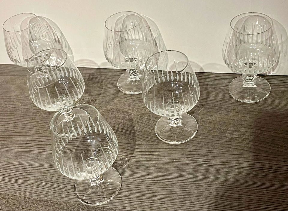 6 Kristall Cognac Gläser aus den 50 Zieger 60 Zieger Jahren in Köln