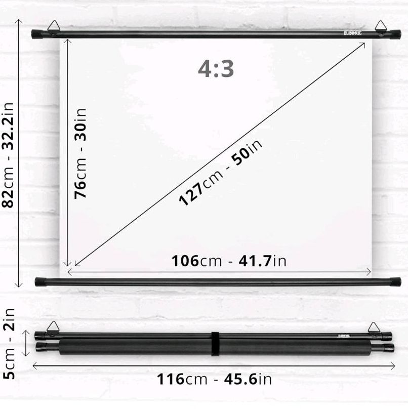 Duronic BPS50 Leinwand | 4:3 Hängeleinwand 50" Zoll in Bremen