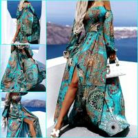 Kleid Maxikleid Paisley schulterfrei Beinschlitz sexy auffällig Hamburg-Nord - Hamburg Winterhude Vorschau