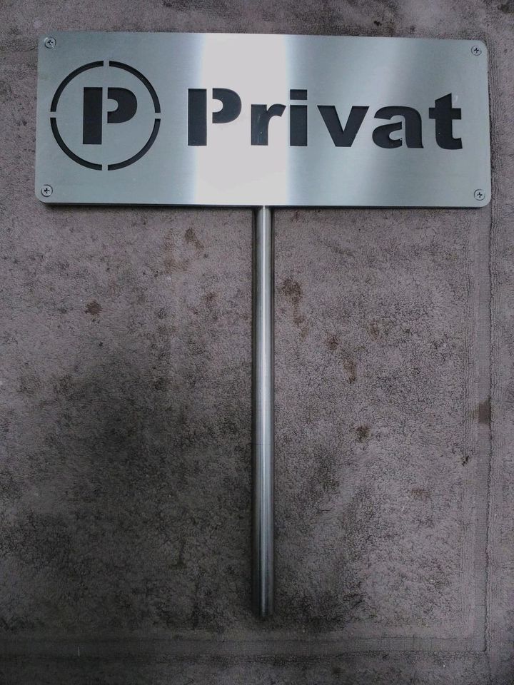 3D Edelstahl Privat Parkplatz Schild mit Edelstahl Stange TOPP in Dresden