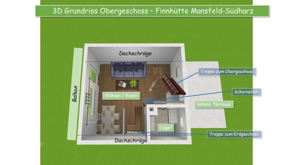 Finnhütte - Idylle pur - modernes und gepflegtes Ferienhaus auf Eigentumsland - 1. Wohnsitz in Mansfeld