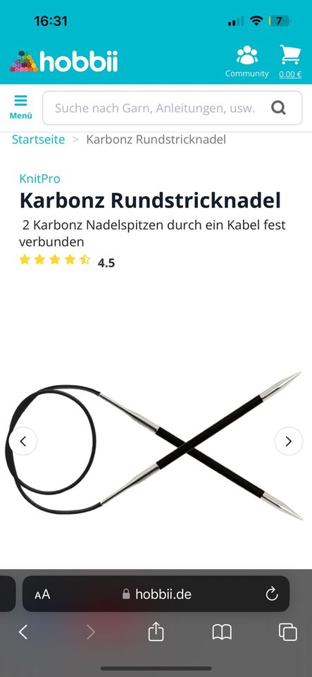 Rundstricknadeln aus Karbon 2,5 mm 60 cm Knit-Pro Karbonz Strick in Heidelberg