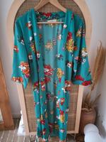 Cream Kimono, Lang, Blumen, Floral, Dunkelgrün, Boho, Vintage Dresden - Neustadt Vorschau