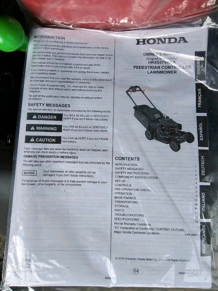 Honda HRX 537 C5 Mulchfunktion Antrieb Service Rasenmäher HRG neu in Hannover