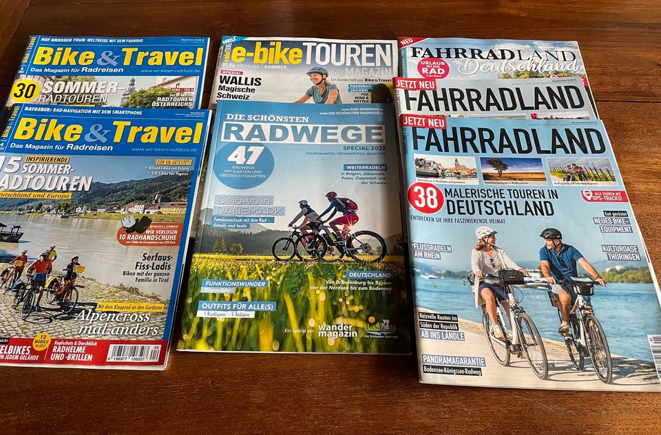 7 Zeitschriften mit Radwegen, EBike Touren in Peiting