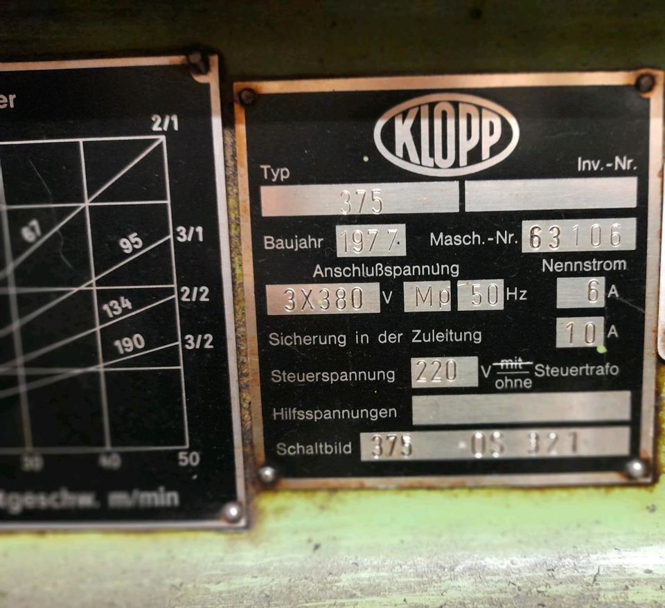 Hobel Stoßhobel v. Klopp Shaper in Ennigerloh