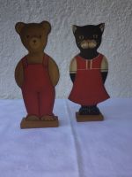 2 Holzfiguren Handarbeit Teddy und Katze 30cm Bayern - Marquartstein Vorschau