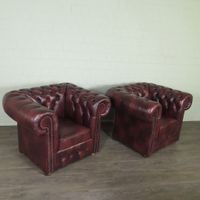 24017 Chesterfield Sessel Leder Rot-Braun Setpreis Niedersachsen - Nordhorn Vorschau