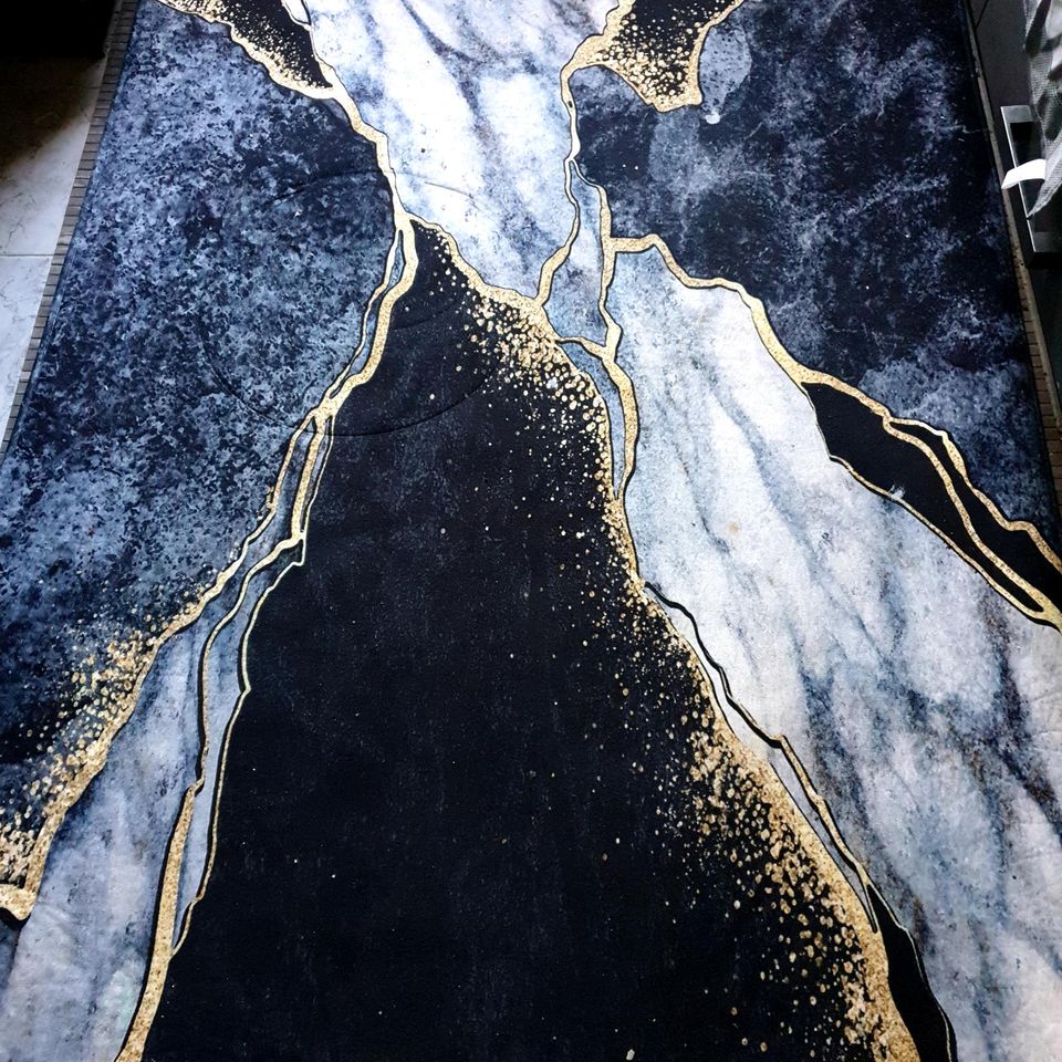 Teppich 120x160 Marmor schwarz gold in Eilenburg