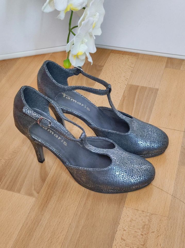 Top! Festliche Tamaris High Heel Stiletto Pumps 40 Silber Vintage in Übach-Palenberg