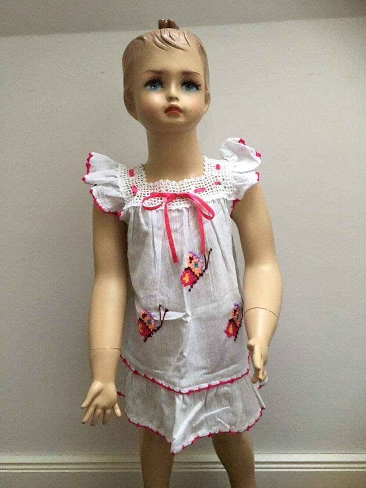 Leinen Baumwollkleid +Schmetterlingen Kurzarm Gr. 92/98 2-3 Jahre in Holm
