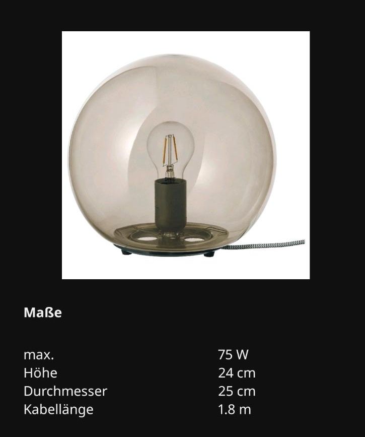 Ikea Lampe Fado Tischleuchte Kugellampe Glas in Braunschweig