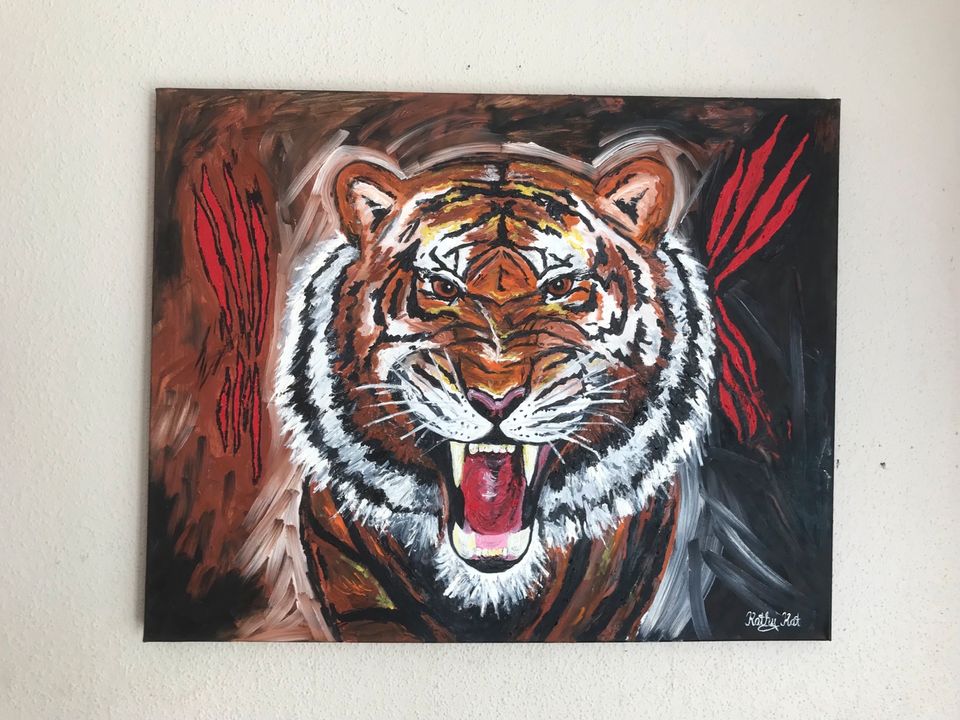 Tiger Asien China Indien König Dschungel Kunst Ölbild Bild 1m in Schwerte