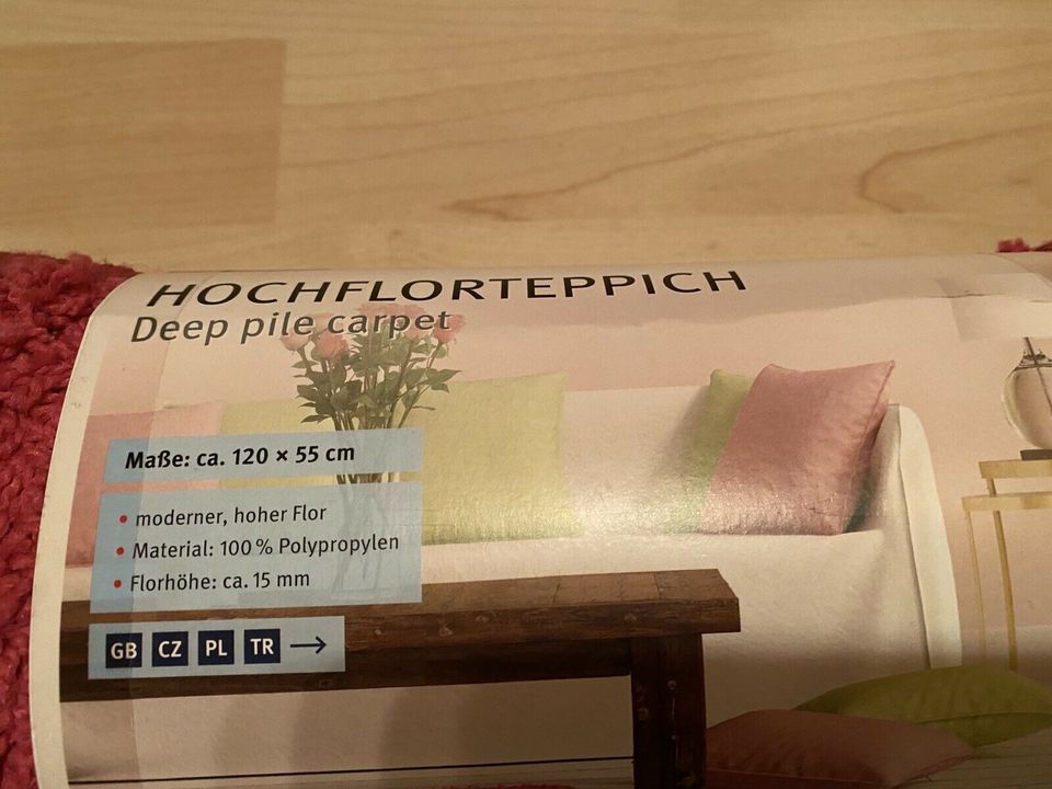 Hochfloorteppich pink 55x120cm NEU in Geretsried