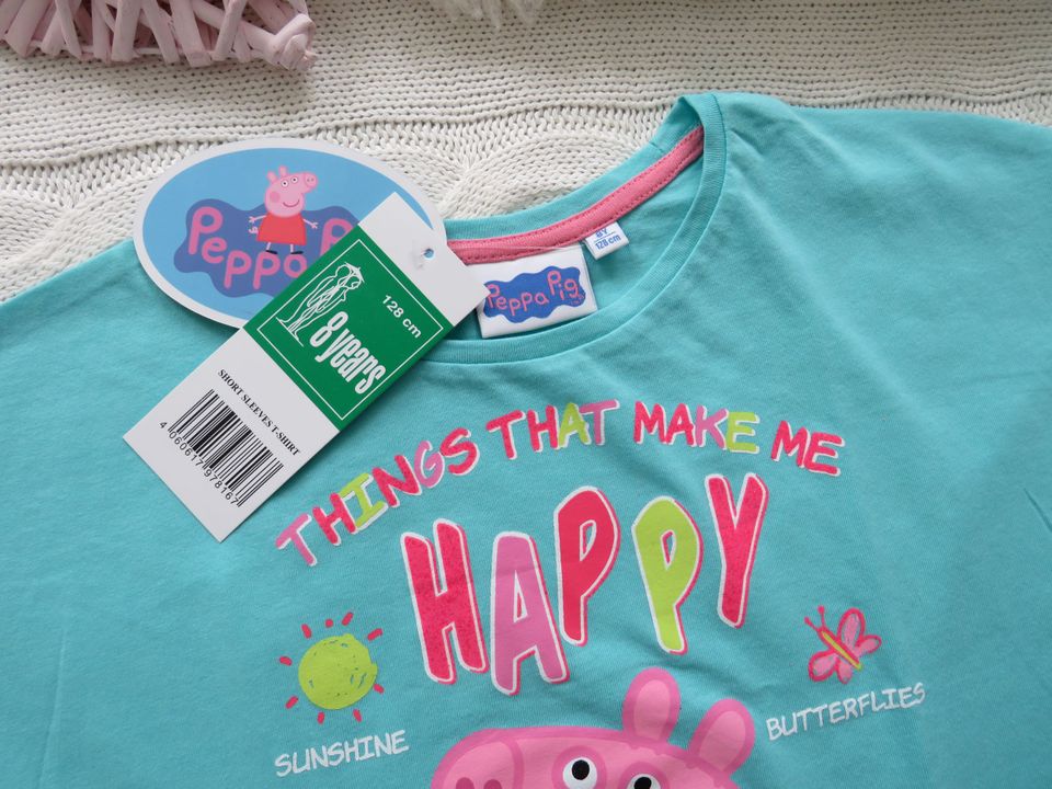 ❤️ PEPPA PIG UK Neu T-Shirt Print türkis Glitzer 128 MIMY128 in Berlin