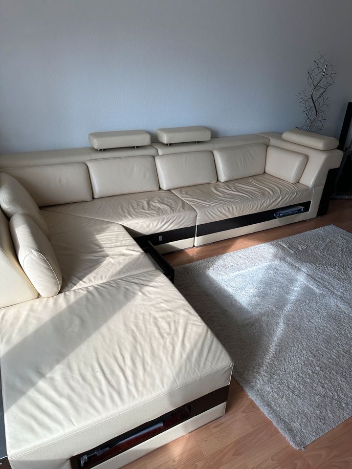 Sofa Couch Wohnlandschaft Leder Schubladen in Delmenhorst