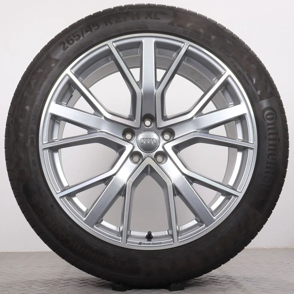 Sommerräder 21 Zoll Audi e-tron GE & Q8 etron Original Felgen 4KE601025C Sommerreifen 265/45R21 108H Continental Premium Contact 6 5-V-Speichen-Stern-Design Platinoptik glanzgedreht 9,5x21ET36 5x112 in Gefell