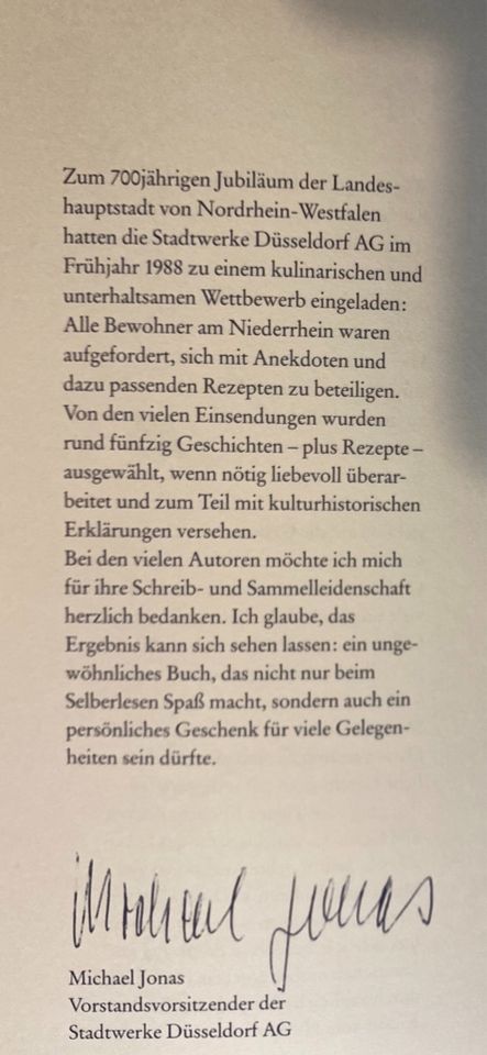 Kochbuch NiederRheinischer Küchenzauber Anekdoten und Rezepte in Meerbusch