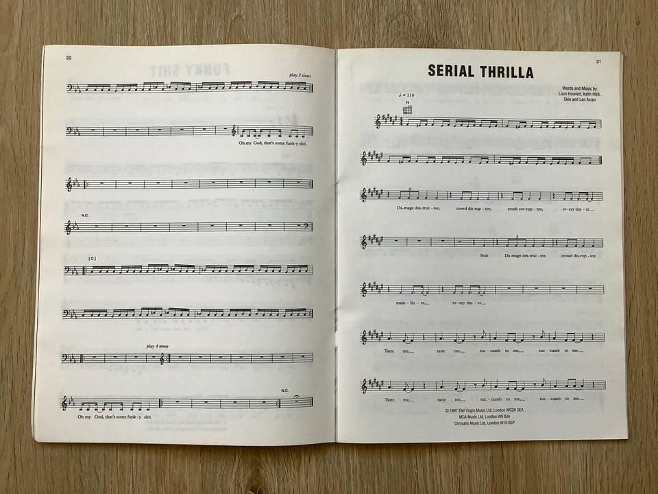 Prodigy The Fat Of The Land Melody Chord Lyrics Notenbuch in Leipzig