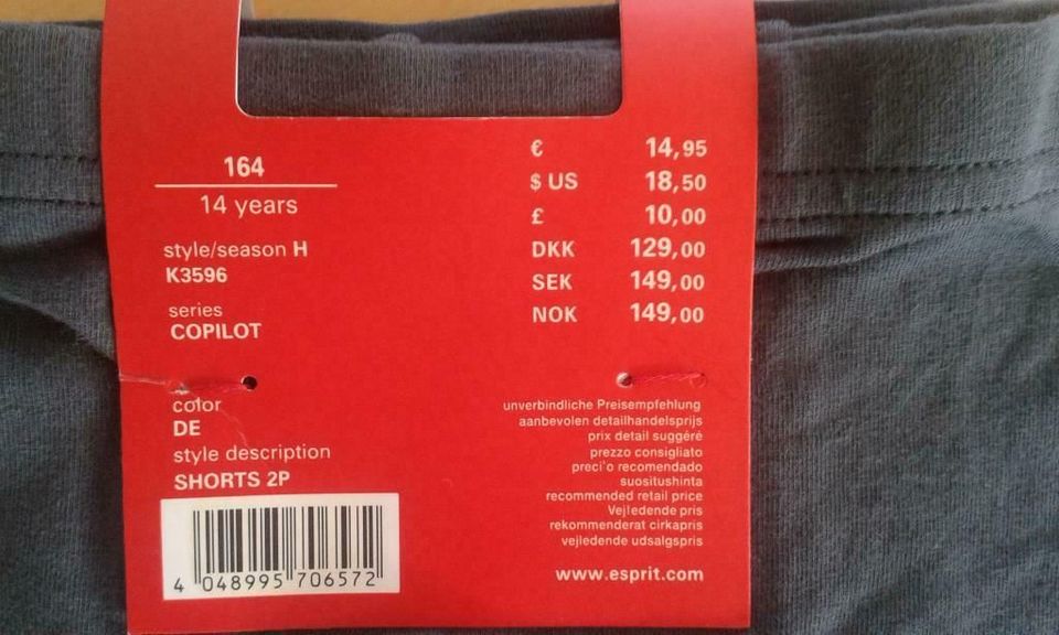 ESPRIT Kinder Bodywear 2er-Pack Shorts/Unterhose - Gr. 164 - NEU in Hille