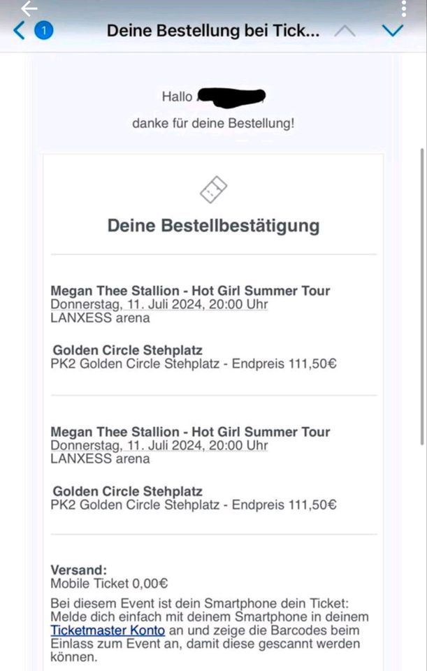 Megan Thee Stallion - 2 Golden Circle Tickets (11. Juli. Köln) in Wedel