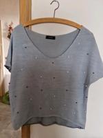 Damen t-shirt grau mit perlen unterm saum und an den ärmel silber Bayern - Memmingen Vorschau