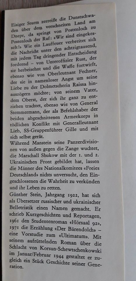 Roman "Das Ultimatum" von Günther Stein in Bad Dueben