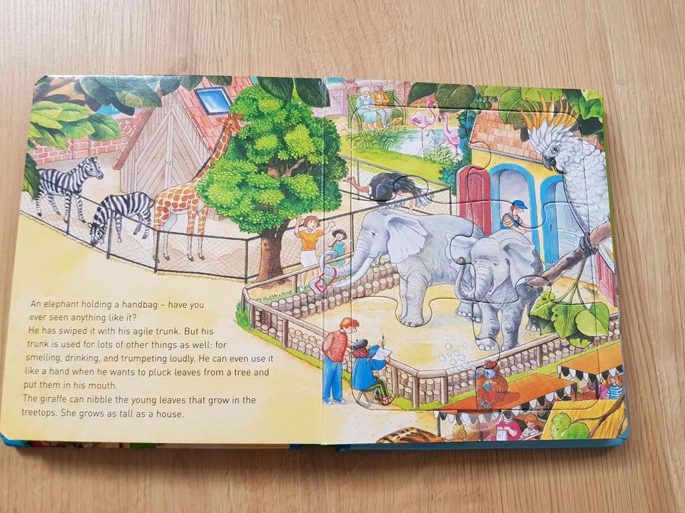 Puzzlebuch Zoo 5 Puzzle je 3x2 Teile für Grobmotorik 3+ Englisch in Leipzig