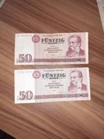 2 mal 50 Markschein aus der DDR , von 1971 Brandenburg - Jüterbog Vorschau