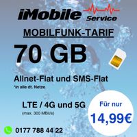 ✅ 70GB INTERNET MOBILFUNK-TARIF ✅ Allnet Flat ✅ SMS Flat ✅ EU ROAMING ✅ 14,99mtl. ✅ SIM-VERTRAG✅ ohne iPhone Samsung Mitte - Wedding Vorschau