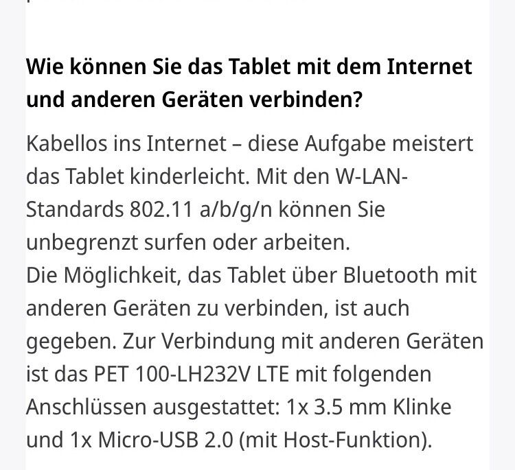 Neues Tablet PEAQ PET 100-LH232V LTE in Reichshof