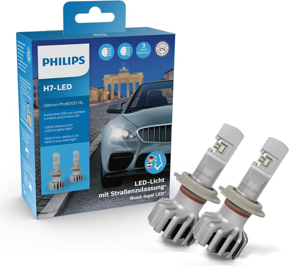 Philips Ultinon Pro6000 H7-LED Scheinwerferlampe mit Straßenzulas in Köln