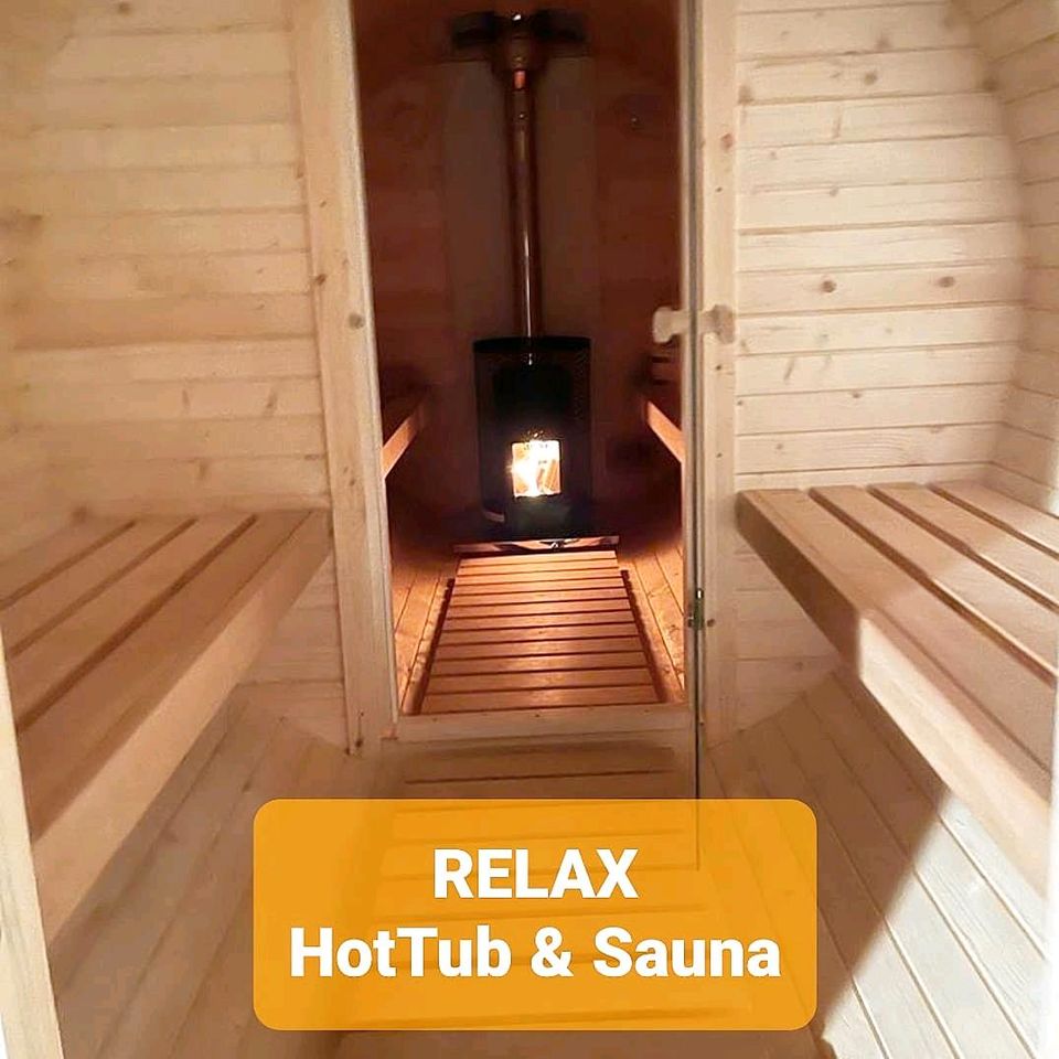 Sauna nach Maß GARTENSAUNA Fass-Sauna AUßENSAUNA Saunafass Garten in Grönheim